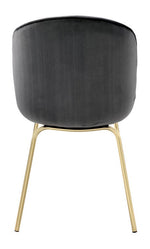 Chuchip 2 Gray Velvet/Gold Metal Side Chairs