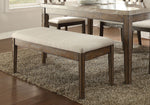 Claudia Beige Linen/Salvage Brown Wood Bench