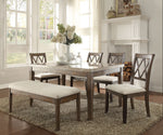 Claudia White Real Marble Top/Salvage Brown Wood Dining Table