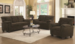 Clemintine Brown Chenille Sofa with Nailhead Trim