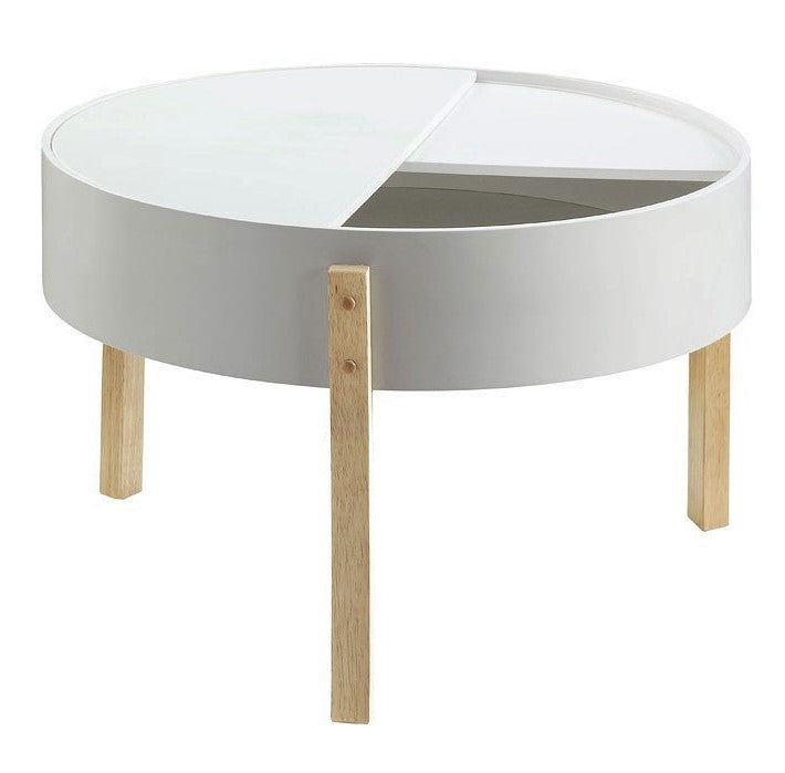 Bodfish White/Natural Wood Coffee Table with Hidden Storage