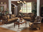 Dreena Brown PU Leather/Chenille Sofa with 5 Pillows (Oversized)