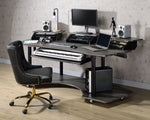 Eleazar Black Oak Wood/Metal Computer Desk with 3 Stands