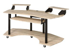 Eleazar Natural Oak Wood/Metal Computer Desk with 2 Stands