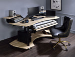 Eleazar Natural Oak Wood/Metal Computer Desk with 2 Stands