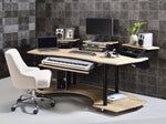 Eleazar Natural Oak Wood/Metal Computer Desk with 3 Stands