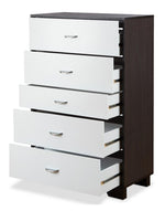 Eloy White & Espresso Wood Chest with 5 Drawers