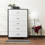 Eloy White & Espresso Wood Chest with 5 Drawers