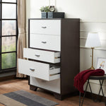 Eloy White & Espresso Wood Chest with 5 Drawers