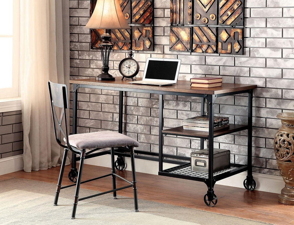 Cori Industrial Antique Black Metal/Wood Desk