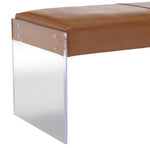 Envy Brown Vegan Leather Bench with Clear Acrylic Legs