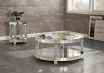 Fafia Mirrored Round End Table with Faux Gems