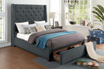 Fairborn Dark Gray Fabric Tufted Full Bed with Storage