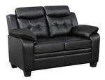 Finley 2-Pc Black Leatherette Sofa Set