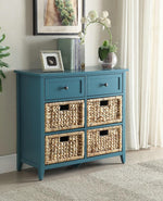 Flavius Teal Wood Accent Cabinet with 6 Drawers