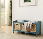 Flavius Teal Wood Bench with 3 Drawers