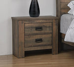 Frederick Weathered Oak Wood 2-Drawer Nightstand