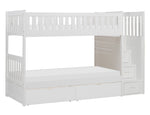 Galen White Wood Twin/Twin Bunk Bed with Storage