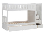 Galen White Wood Twin/Twin Bunk Bed with Storage