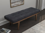 Garnette Taupe Fabric/Natural Wood Bench