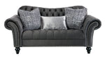 Gaura Dark Gray Fabric Loveseat with Rolled Armrest