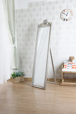 Gisela Silver Wood Floor Mirror