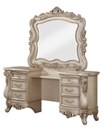 Gorsedd Antique White Wood Vanity Desk with Mirror