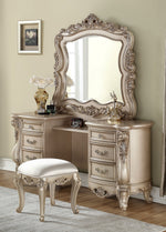 Gorsedd Antique White Wood Vanity Desk with Mirror