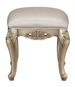 Gorsedd Fabric/Antique White Wood Vanity Stool