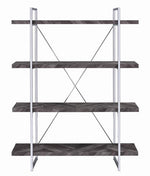 Grimma Rustic Grey Herringbone Wood/Metal Bookcase