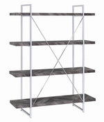 Grimma Rustic Grey Herringbone Wood/Metal Bookcase