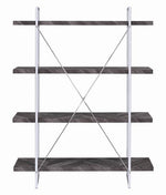 Grimma Rustic Grey Herringbone Wood/Metal Bookcase