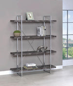 Grimma Rustic Grey Herringbone Wood/Metal Bookcase