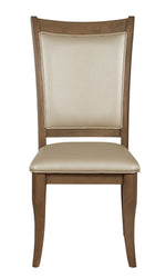 Harald 2 Beige PU Leather/Gray Oak Wood Side Chairs