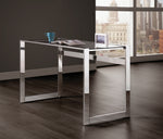 Hartford Clear Glass/Chrome Finish Metal Writing Desk