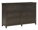 Hebron Dark Cherry Wood 6-Drawer Dresser