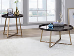 Hepton Walnut Wood/Champagne Metal End Table