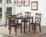 Ingeborg 5-Pc Espresso Wood/Black PU Leather Dining Set