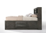 Ireland Gray Oak Wood Full Bookcase Bed