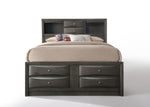 Ireland Gray Oak Wood King Bookcase Bed