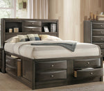 Ireland Gray Oak Wood King Bookcase Bed