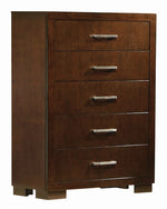 Jessica 5-Pc Cappuccino Wood Cal King Bookcase Bedroom Set