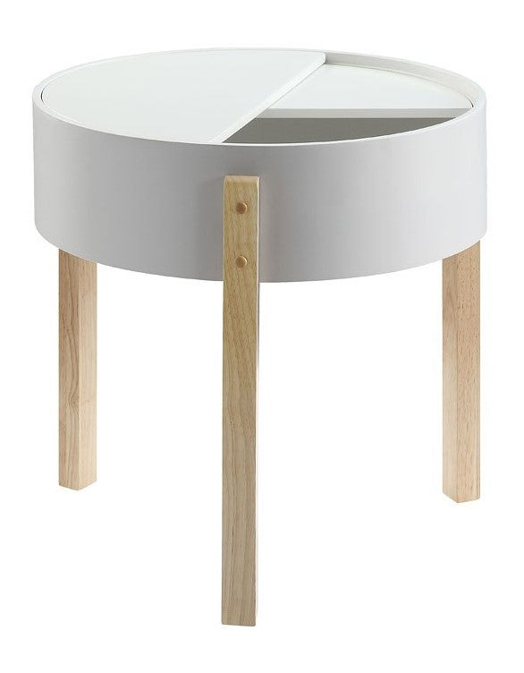 Bodfish White/Natural Wood End Table with Hidden Storage