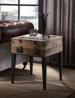 Kolin Rustic Oak Wood/Matte Gray Metal Accent Table