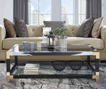 Lafty White Brushed & Black Metal/Clear Glass Coffee Table