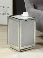 Lavina Mirrored End Table with Faux Diamonds Inlay