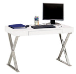 Lessie White Wood/Silver Metal Computer Desk