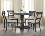 Leventis 2 Light Brown Linen/Weathered Gray Wood Side Chairs