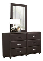 Lorenzi Dark Brown Upholstered Vinyl 6-Drawer Dresser