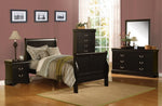 Louis Philippe III Black Wood Full Sleigh Bed